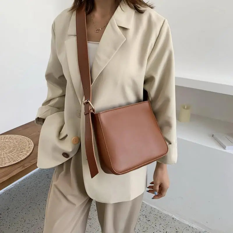 Qiaoduo Vintage PU Leather Bucket Bag Crossbody Shoulder Bags