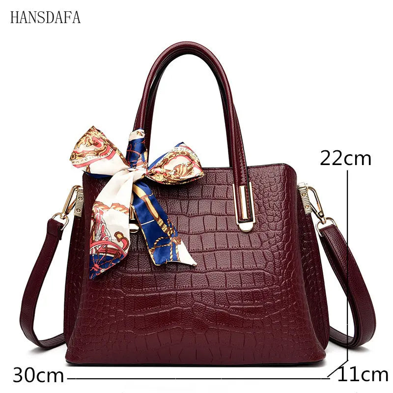 Crocodile Pattern Leather Women's Handbags Large Capacity Ladies Tote