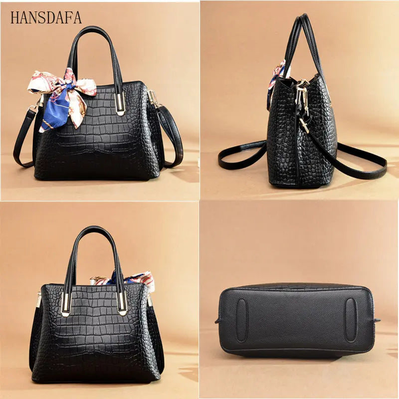 Crocodile Pattern Leather Women's Handbags Large Capacity Ladies Tote