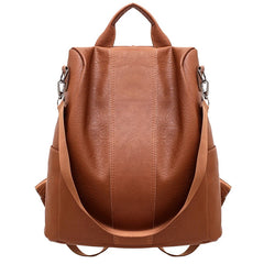 Leather Anti-thief Women Backpack Large Capacity Hair Ball School Bag