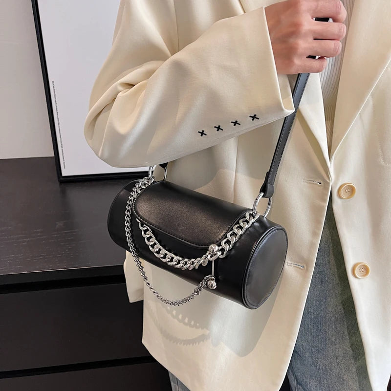 Leather Messenger Crossbody Bag Chains Shoulder Bags