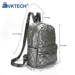 Quilted Cotton-Padded Backpack Nylon Rhombic Lattice Ladies Knapsack