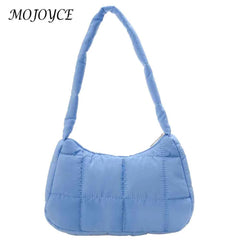 Quilted Shoulder Bag Casual Check Women Hand Bags Winter Warm Soft