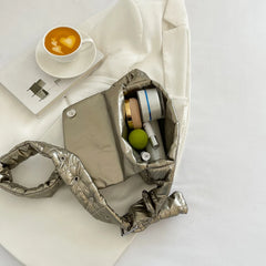 Quilted Shoulder Bag Casual Buckle Nylon Flap