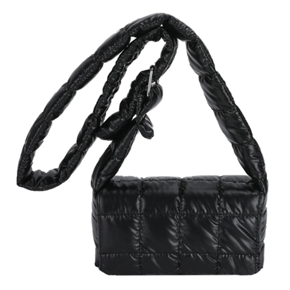 Quilted Shoulder Bag Casual Buckle Nylon Flap
