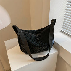 Quilted Women Crossbody Bag Winter Top-handle Bags Casual Female Shoulder Bags