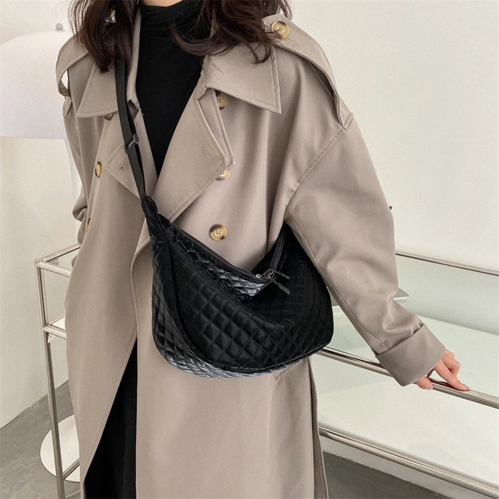 Quilted Women Crossbody Bag Winter Top-handle Bags Casual Female Shoulder Bags