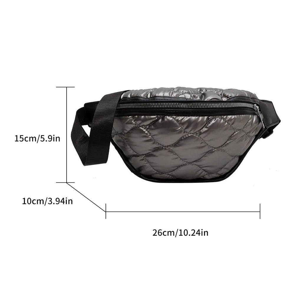 Quilted Women Waist Pack Cotton Padded Nylon Female Fanny Pack