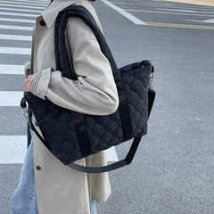 Quilted Women Bag Nylon Large Tote for Ladies Big Shoulder Side Bags