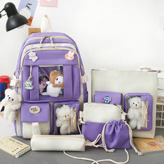 4-Piece Teenagers School Backpack Set Large Capacity Boys Girls Shoulder Bag