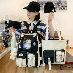 4-Piece Teenagers School Backpack Set Large Capacity Boys Girls Shoulder Bag