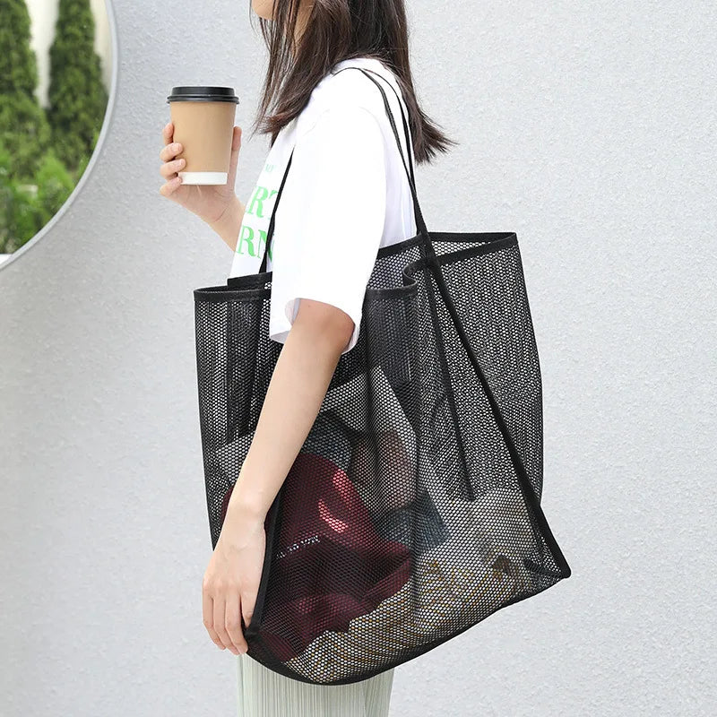 Qyahlybz Casual Grid Handbag Women Hollow Tote Bag
