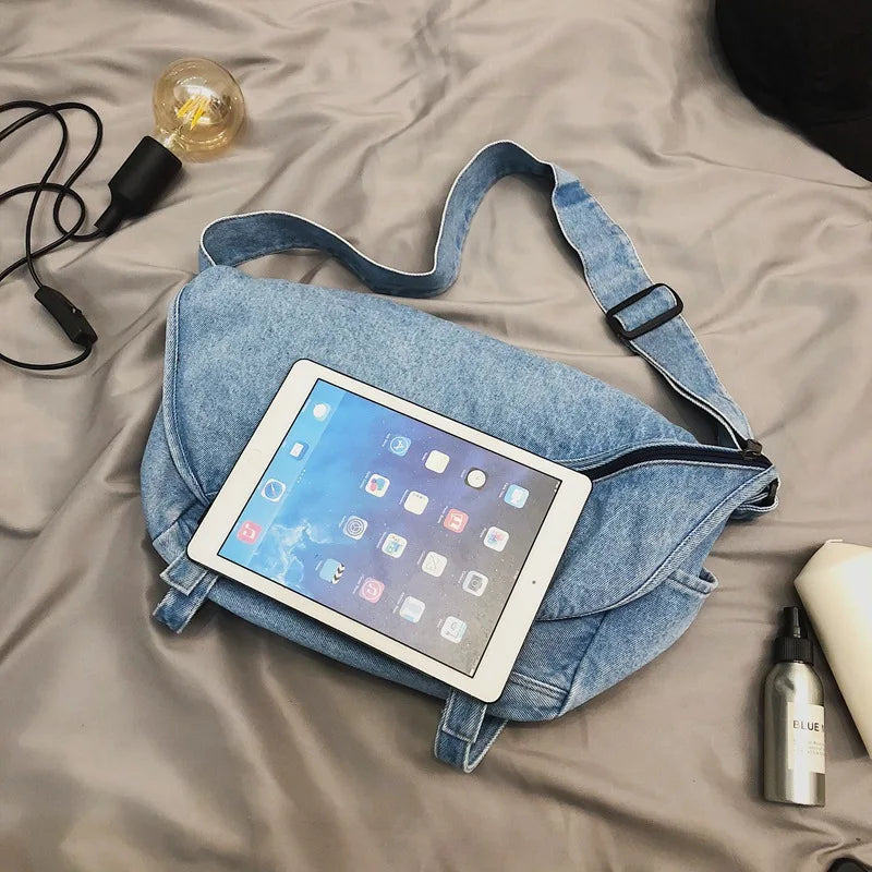 Retro Denim Shoulder Bag for Women