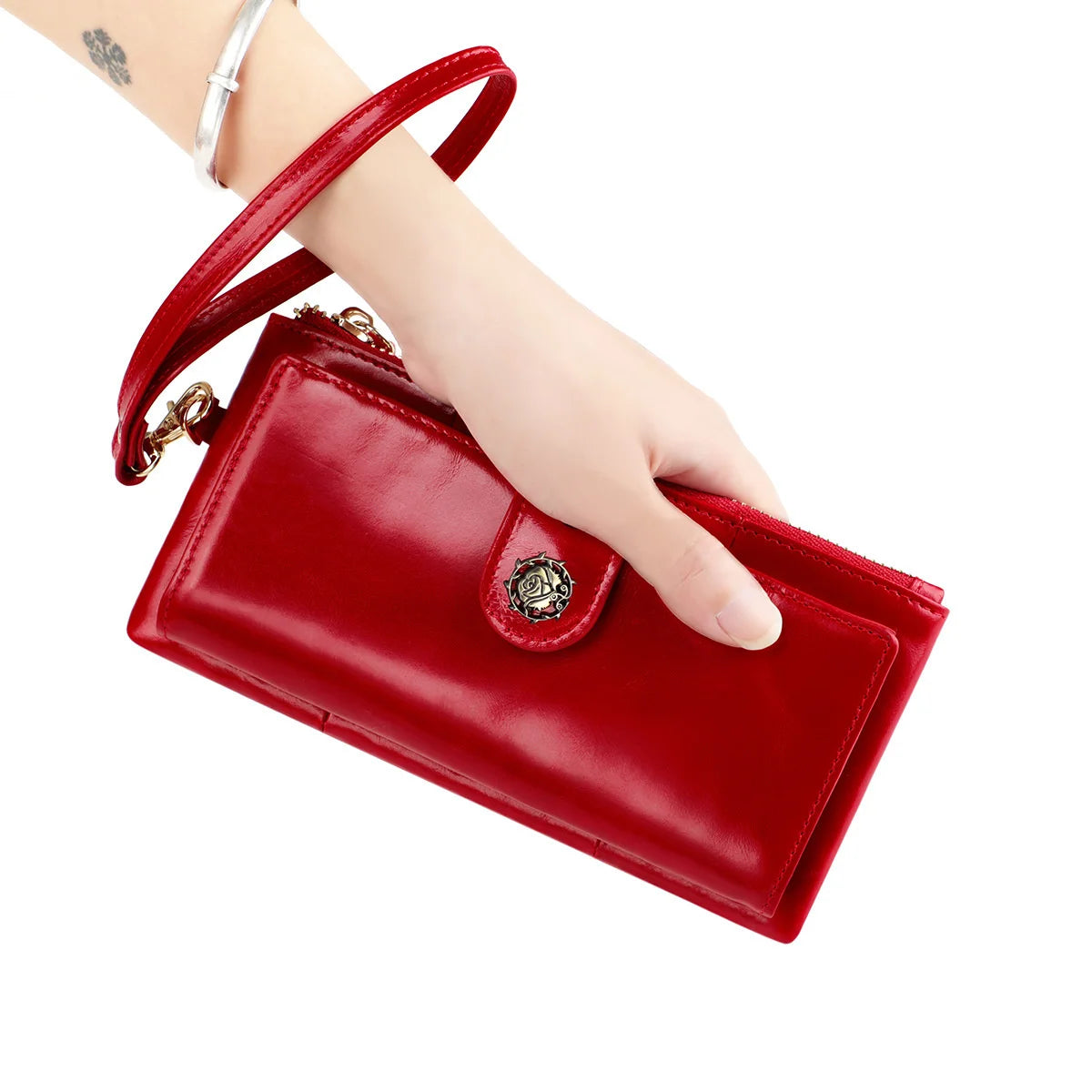 RFID Anti Degaussing Women's Oil Wax Hand Bag