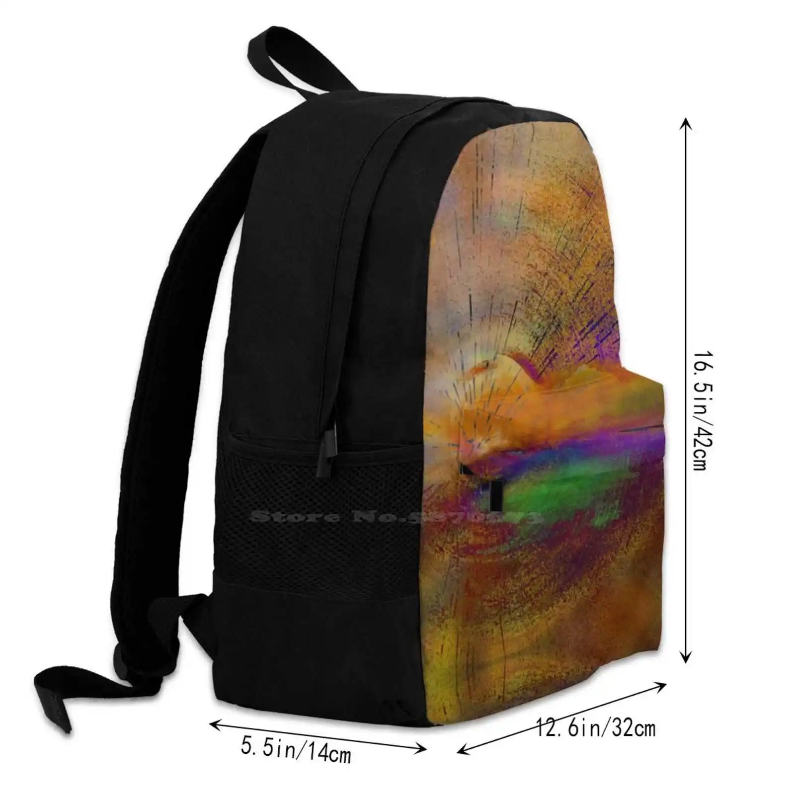 Radiant Rotation Travel Laptop Bagpack Bags Orange Red Abstract