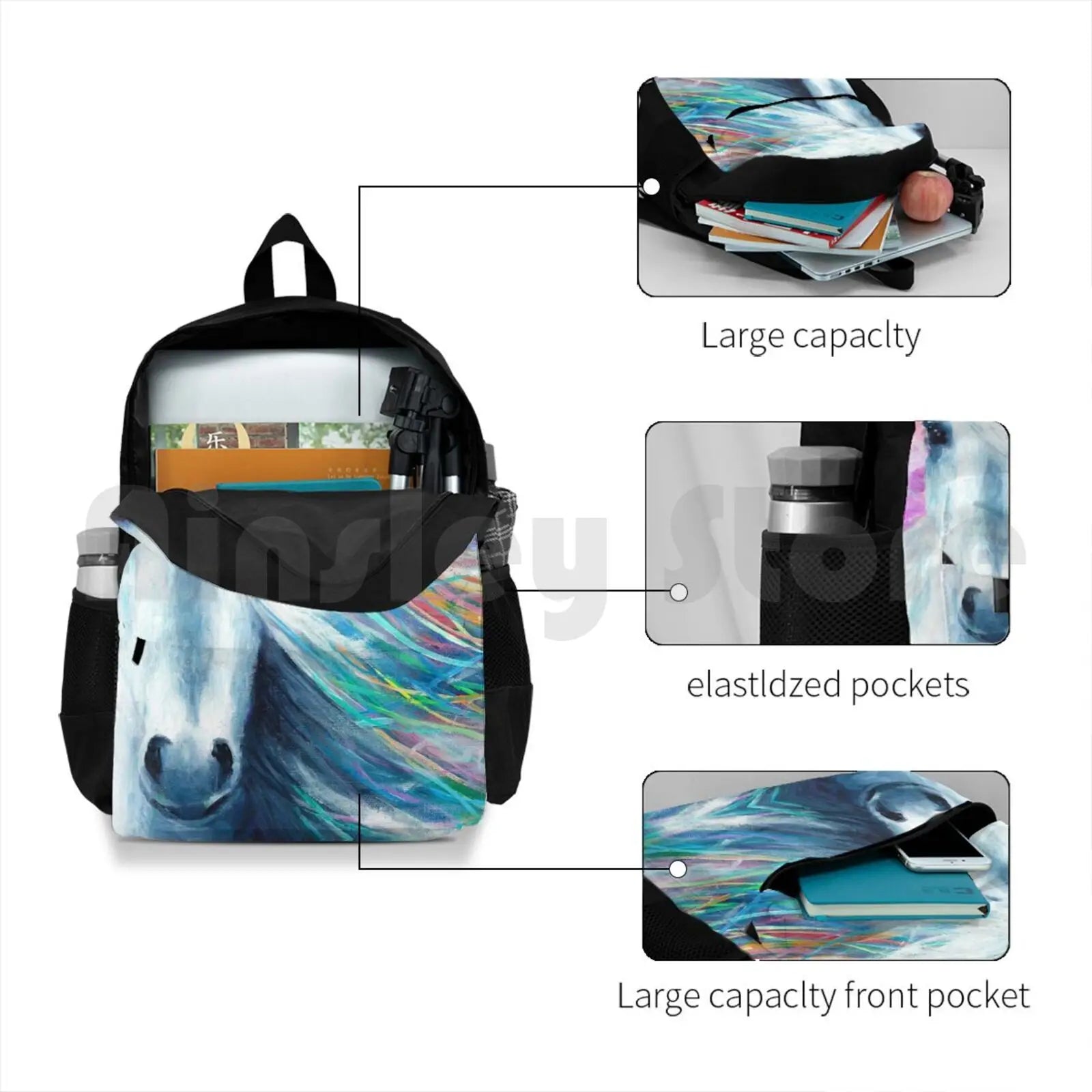 Rainbow Horse Outdoor Hiking Backpack Waterproof Camping Travel