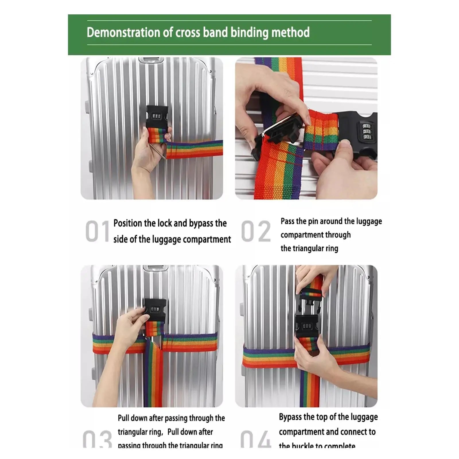 Rainbow Password Lock Luggage Bag With Strap
