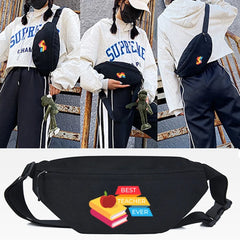 Large Capacity Rainbow Print Waist Bag Unisex Fanny Pack Street Chest Bag