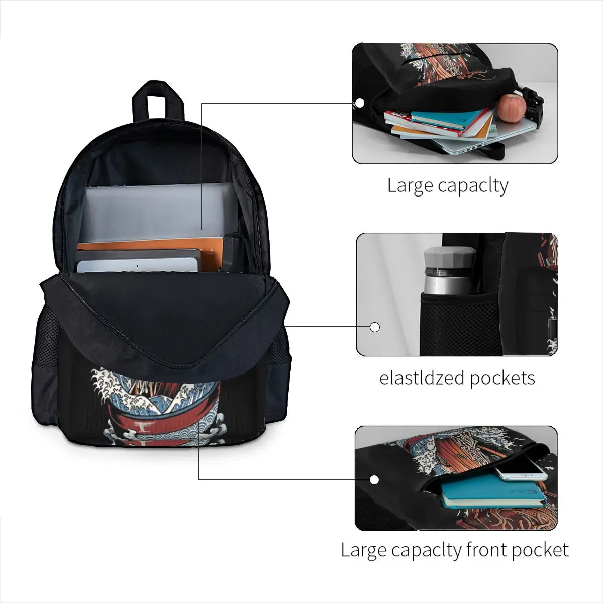 Ramen Dragon 1 Backpacks Men's and Women's Manga Bag Youth Bags