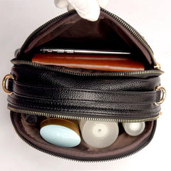 Black Leather Crossbody Bag for Women