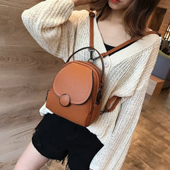 Women's Mini Pu Leather Shoulder Bags Backpack Brown Green