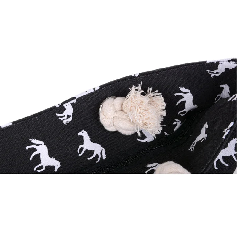Women's Horse Print Canvas Shoulder Bag