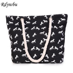 Women's Horse Print Canvas Shoulder Bag