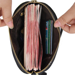 Real Cow Leather Clutch Bag Double Zipper Handbags Brands Ladies Evening Party