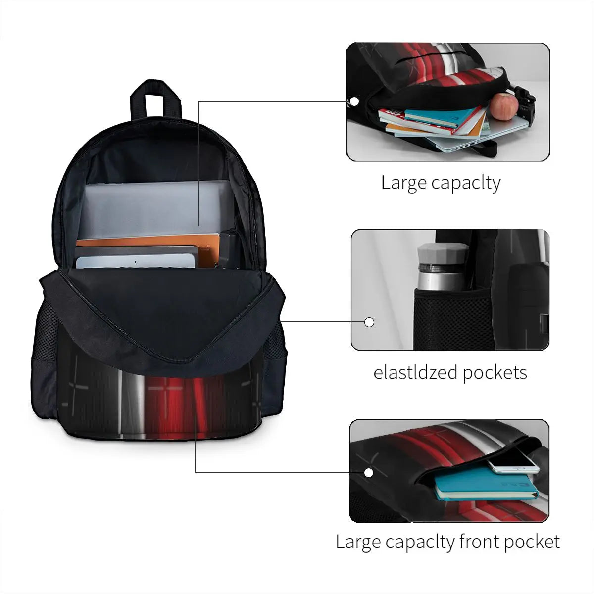 Red Backpack for Youth Schoolbag