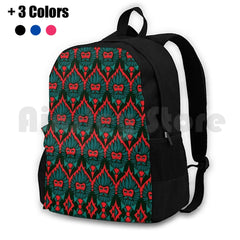 Red Beardies Outdoor Hiking Backpack Waterproof Camping Travel Baroque Flowers
