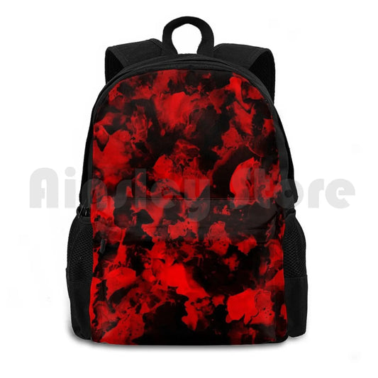 Red Black-Red Abstract Art Outdoor Hiking Backpack Waterproof Camping