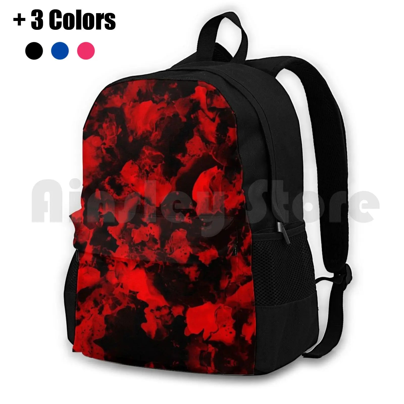 Red Black-Red Abstract Art Outdoor Hiking Backpack Waterproof Camping