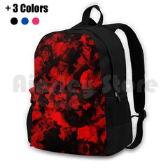 Red Black-Red Abstract Art Outdoor Hiking Backpack Waterproof Camping