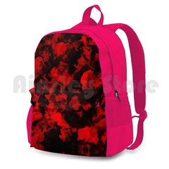Red Black-Red Abstract Art Outdoor Hiking Backpack Waterproof Camping