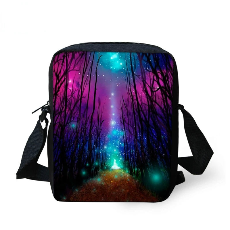 Red Clouds Galaxy 3D Printing Mini Messenger Bag Girls Boys Women