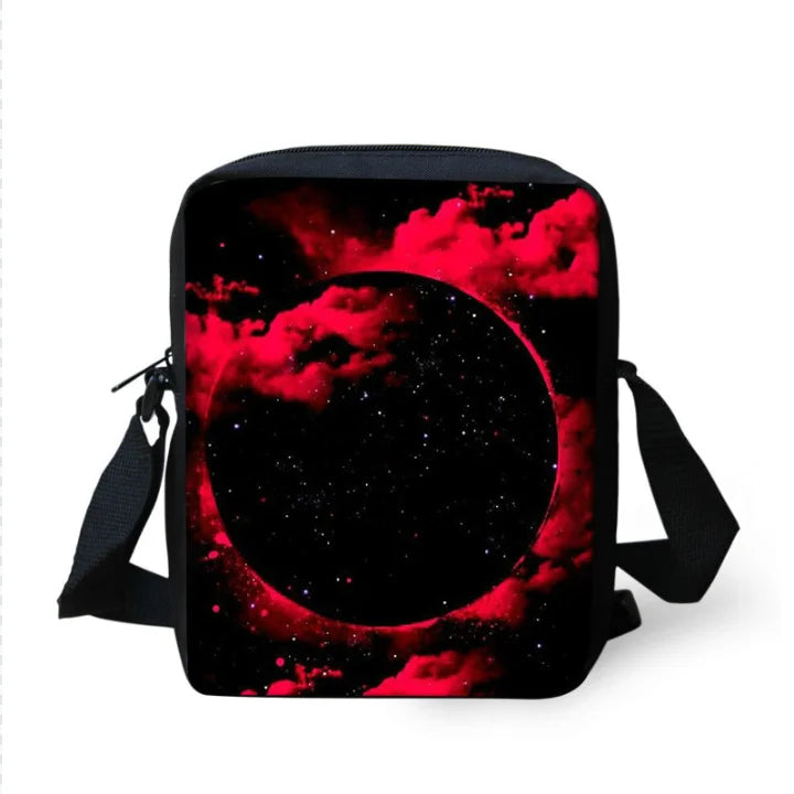 Red Clouds Galaxy 3D Printing Mini Messenger Bag Girls Boys Women
