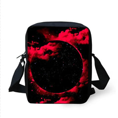 Red Clouds Galaxy 3D Printing Mini Messenger Bag Girls Boys Women
