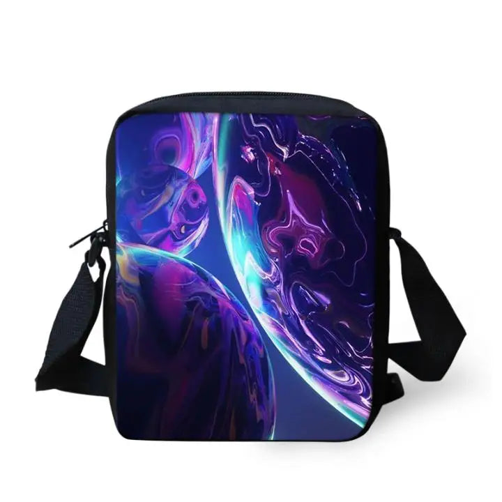 Red Clouds Galaxy 3D Printing Mini Messenger Bag Girls Boys Women