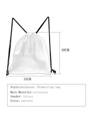 Red Floral Drawstring Backpack Gym Bag Travel Storage Eco Reusable