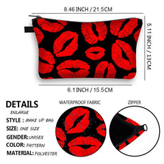 Red Lip 3D Printing Makeup Bags Multicolor Pattern Girls Cosmetics Pouchs