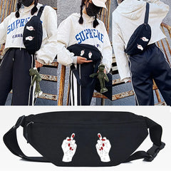 Red Nails Print Waist Bags Men Women Sport Chest Pack Casual Large