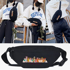 Red Scarf Dog Print Waist Bag Unisex Belt Bag Large Capacity Street Chest Pack