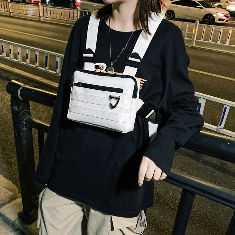 Reflective Streetwear Tactical Vest Chest Bags Hip Hop Crossbody Techwear Pack