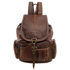 Retro Backpack Student Shoulder Bag Large-capacity Travel Brown Rucksack