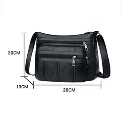 Retro Mother's Shoulder Handbags Casual PU Leather Braided Women's Messenger Bag