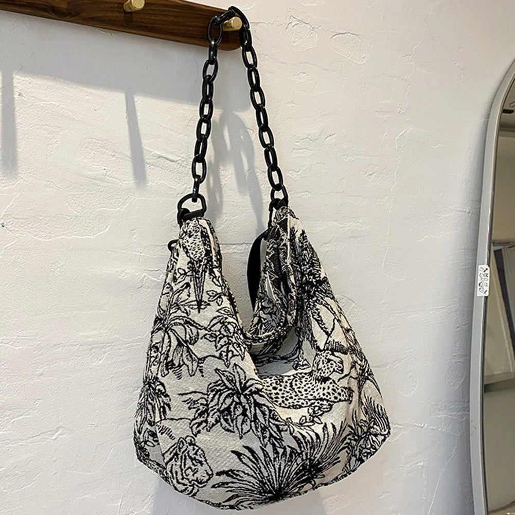 Embroidery Chain Messenger Women Large Capacity Handbags