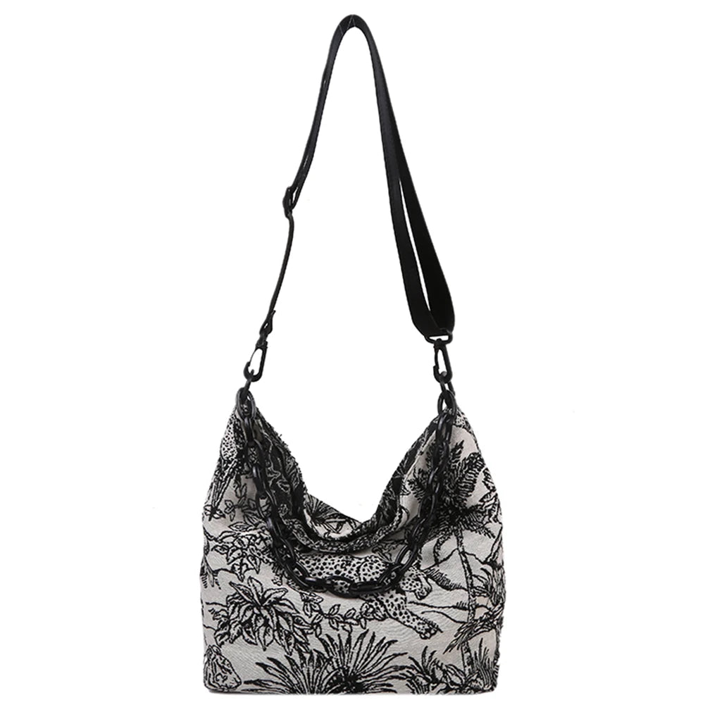 Embroidery Chain Messenger Women Large Capacity Handbags