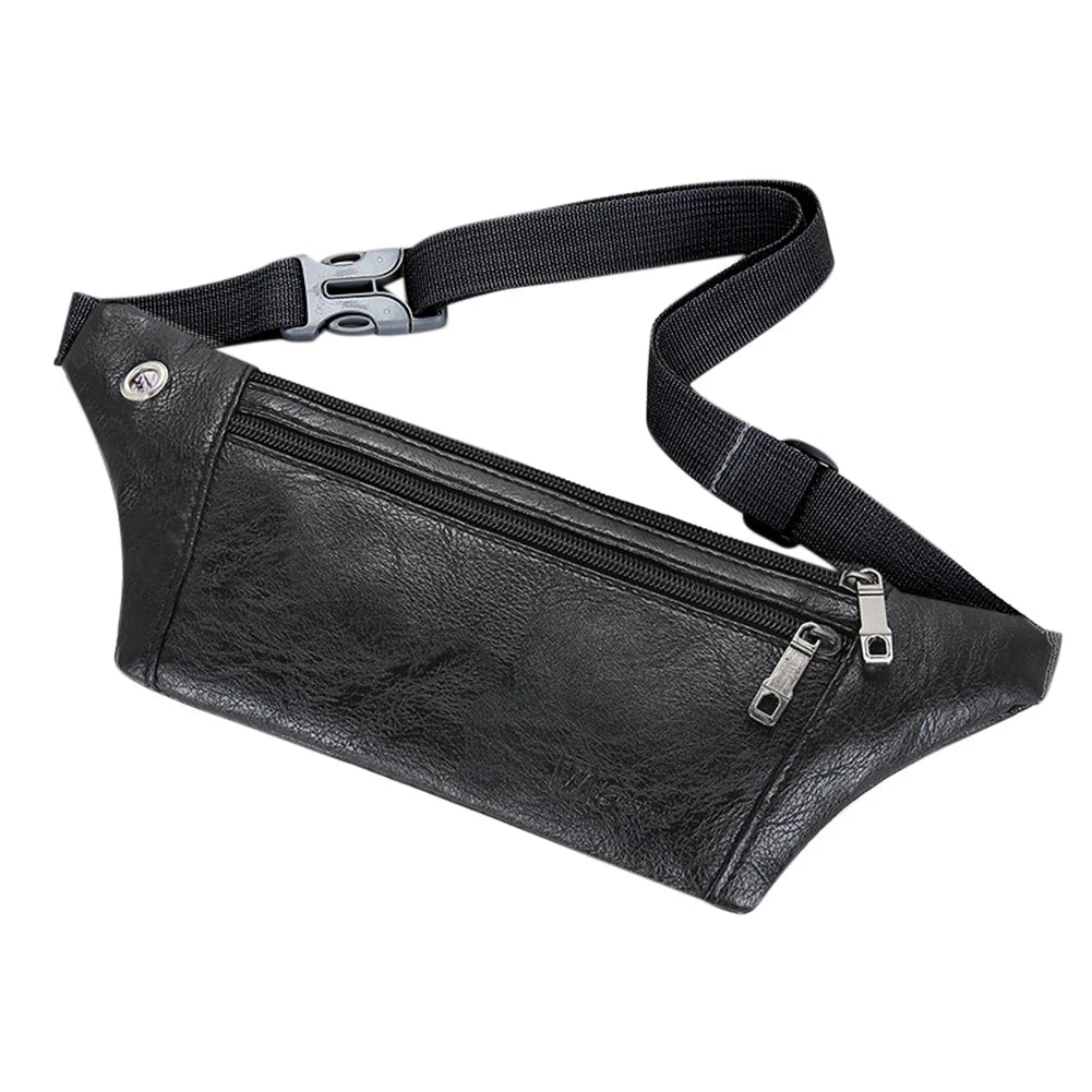 Vintage Men PU Leather Phone Pouch Fanny Pack Chest Waist Crossbody Bag