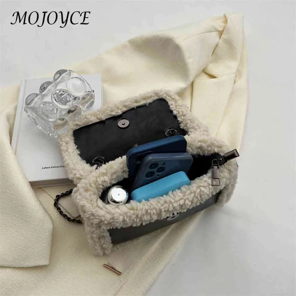 Retro Chain Shoulder Bags Women Faux Suede Shopping Tote