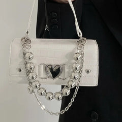 Crocodile Pattern Shoulder Bag for Women Girls Retro Chains Crossbody Handbag